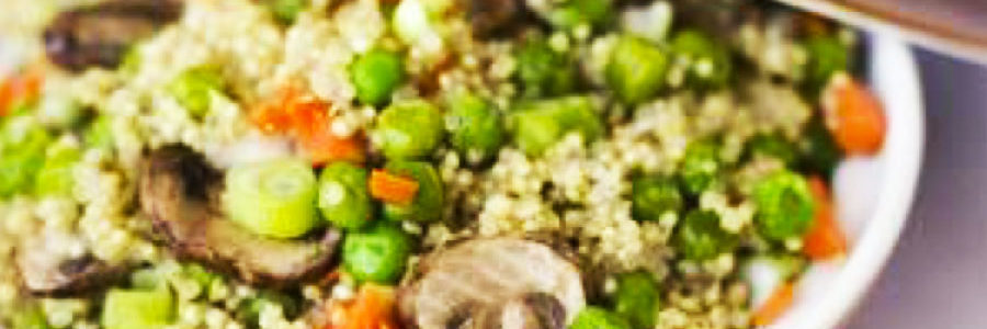 Quinoa ai funghi e piselli