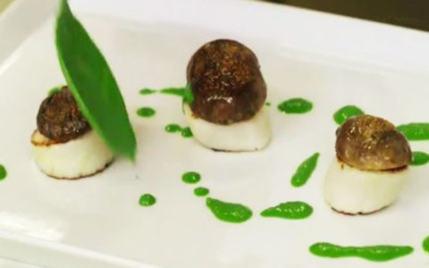 Capesante con funghi porcini e salsa di prezzemolo (Antonino Cannavacciuolo)